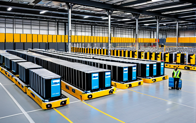 A bustling, ultra-modern logistics hub, showcasing automated guided vehicles (AGVs) efficiently transporting goods, robotic arms precisely sorting packages, and drones hovering overhead, scanning inventory. Large digital screens display real-time operational data. A few professional logistics managers, fully clothed in modest business attire, are observing the seamless process with correct proportions and natural poses. The setting is a clean, brightly lit, high-tech warehouse, emphasizing efficiency and innovation. Safe for work, appropriate content, family-friendly, perfect anatomy, well-formed hands, proper finger count, natural body proportions, professional photography, high quality.