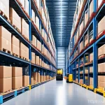 물류관리사와 물류 클레임 처리 - **Prompt:** A bustling, ultra-modern logistics warehouse interior, gleaming with advanced technology...