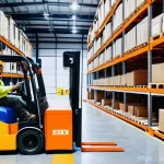 물류관리사 물류 관련 법규 정리 - **Prompt: Modern Warehouse Safety and Efficiency**
"A photorealistic, brightly lit scene inside ...