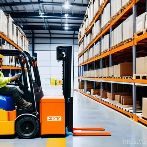 Home 27 물류관리사 물류 관련 법규 정리 - **Prompt: Modern Warehouse Safety and Efficiency**
"A photorealistic, brightly lit scene inside ...