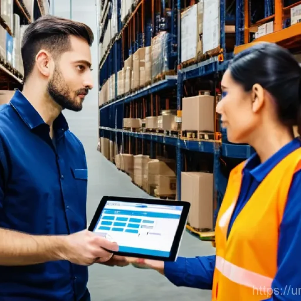 물류관리사와 물류 보안 시스템 - **Prompt:** A bustling, modern logistics warehouse with a dedicated and focused female logistics man...