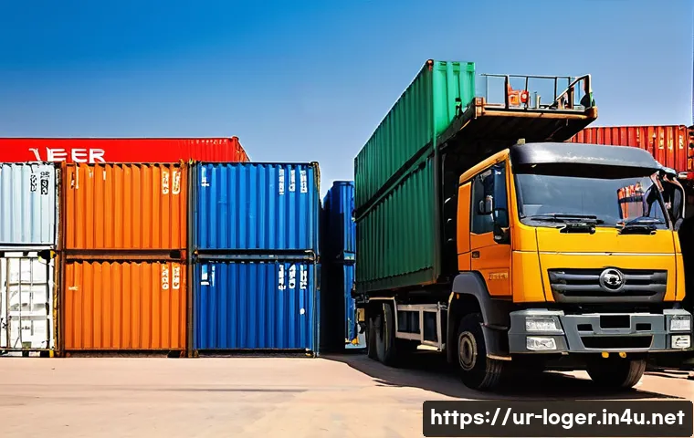 물류관리사 해상운송 프로세스 - A detailed scene of a busy maritime cargo port near Karachi, Pakistan, showing large container ships...